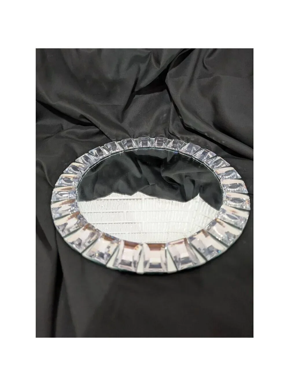 Pier 1 Round Mirror Vanity Tray 14' Diameter Retro Glam